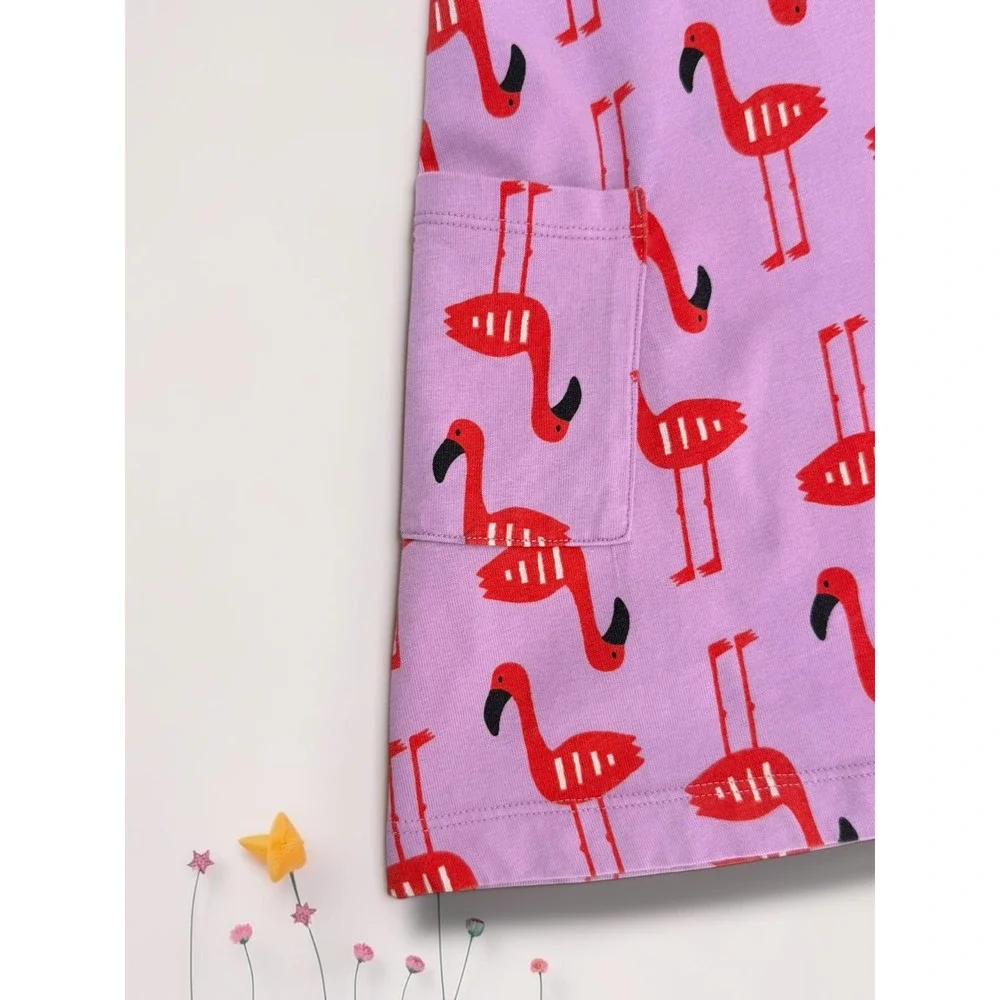 Hanna Andersson Flamingo Print Cotton Sleeveless Dress & Bloomer Set 2T